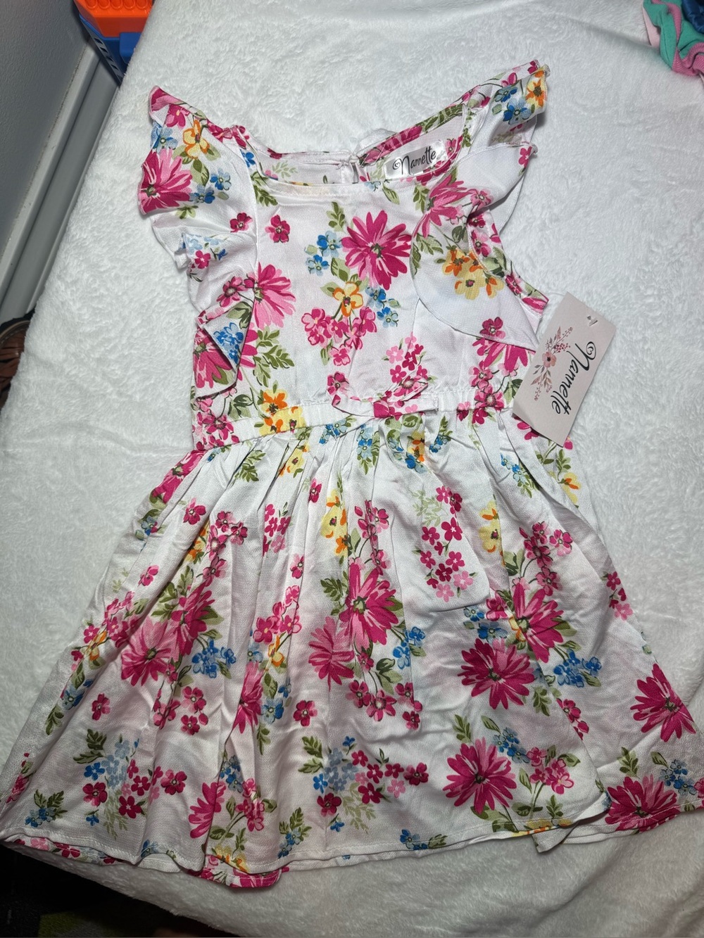 Nannette White Dress with Pink & Yellow Floral Print